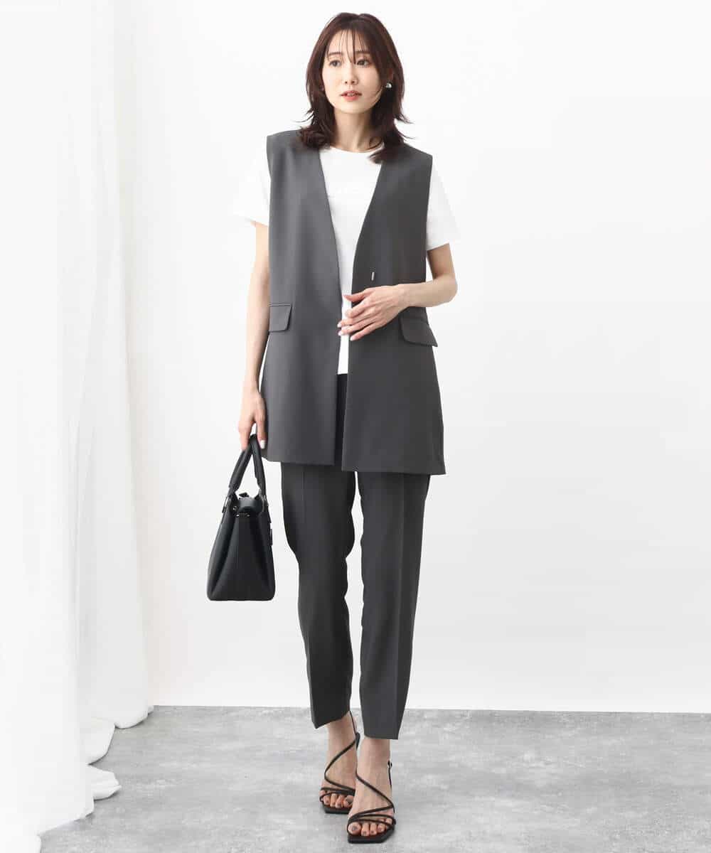 FOKGV61075 MK MICHEL KLEIN(MK ミッシェルクラン) [シンプル派に]発泡プリントロゴTシャツ/接触冷感/洗える ホワイト
