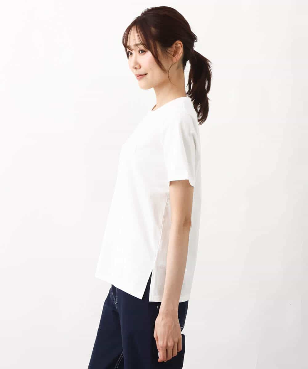 FOKGV61075 MK MICHEL KLEIN(MK ミッシェルクラン) [シンプル派に]発泡プリントロゴTシャツ/接触冷感/洗える ホワイト