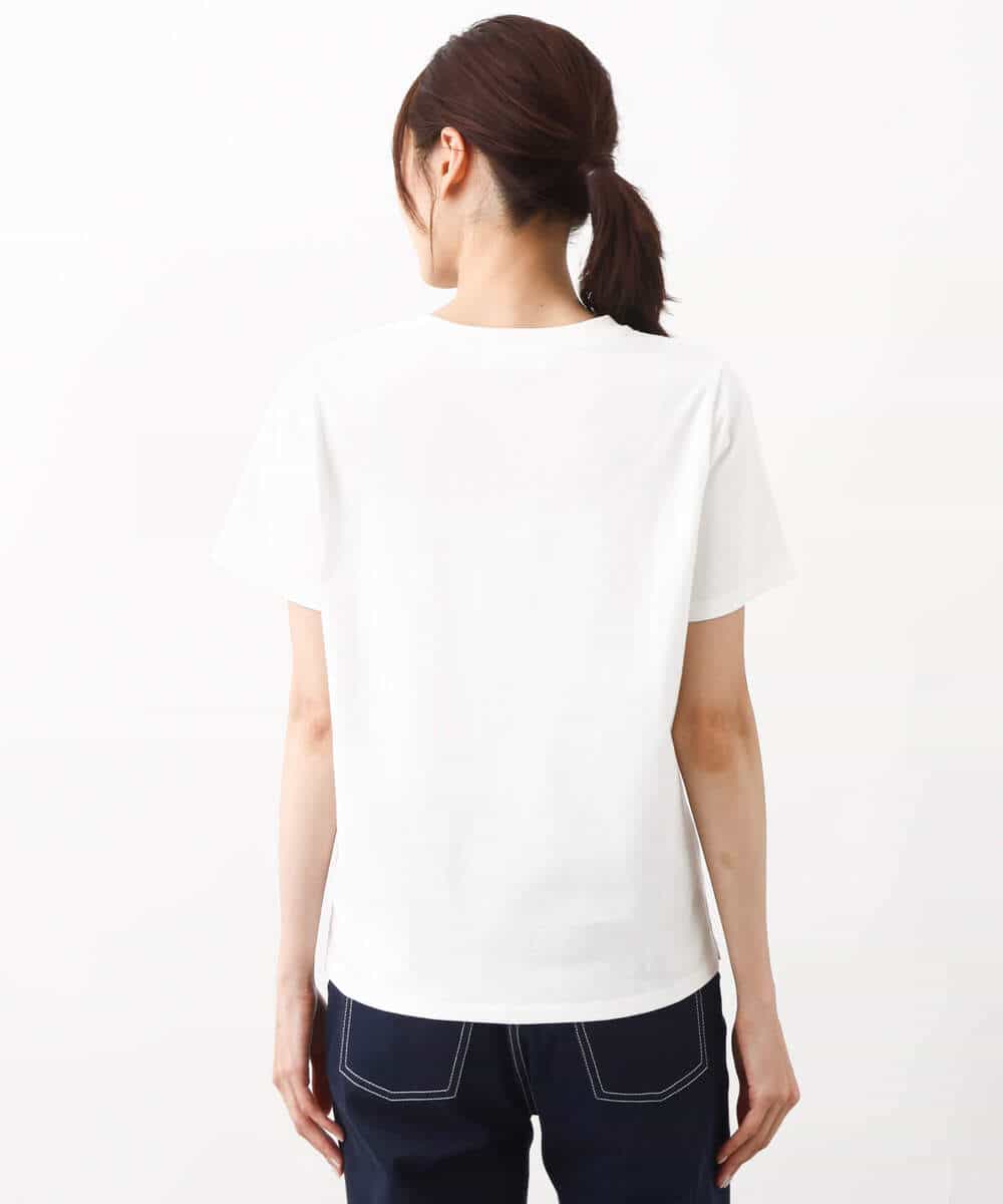 FOKGV61075 MK MICHEL KLEIN(MK ミッシェルクラン) [シンプル派に]発泡プリントロゴTシャツ/接触冷感/洗える ホワイト