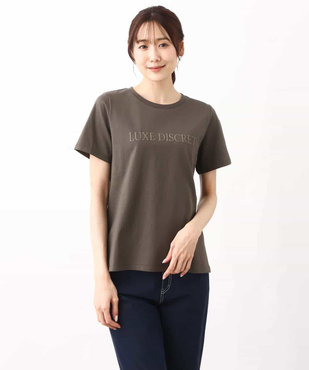 FOKGV61075 MK MICHEL KLEIN(MK ミッシェルクラン) [シンプル派に]発泡プリントロゴTシャツ/接触冷感/洗える ホワイト