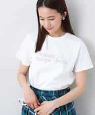 FOKHA60075 MK MICHEL KLEIN(MK ミッシェルクラン) 配色デザインロゴTシャツ/接触冷感/洗える ライトブルー