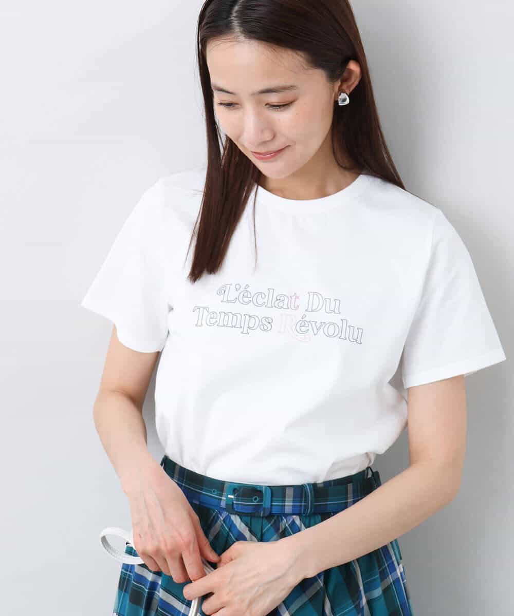 FOKHA60075 MK MICHEL KLEIN(MK ミッシェルクラン) 配色デザインロゴTシャツ/接触冷感/洗える ライトブルー