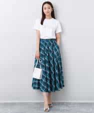 FOKHA60075 MK MICHEL KLEIN(MK ミッシェルクラン) 配色デザインロゴTシャツ/接触冷感/洗える ライトブルー