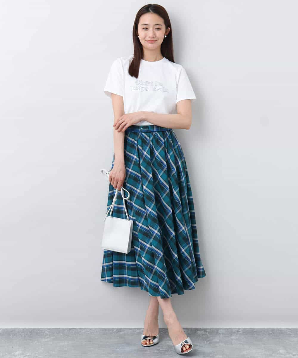 FOKHA60075 MK MICHEL KLEIN(MK ミッシェルクラン) 配色デザインロゴTシャツ/接触冷感/洗える ライトブルー