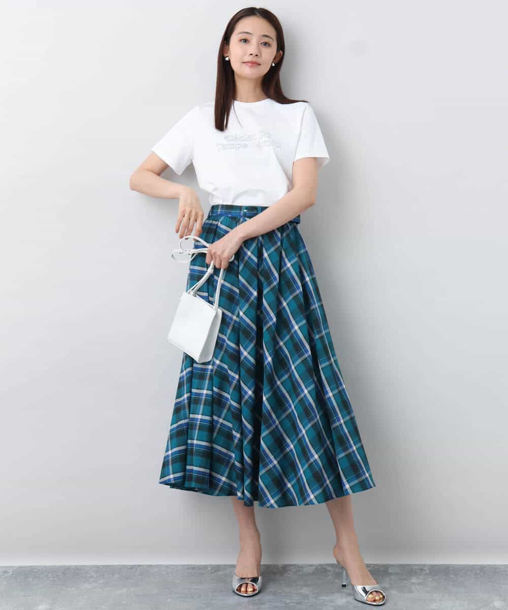 FOKHA60075 MK MICHEL KLEIN(MK ミッシェルクラン) 配色デザインロゴTシャツ/接触冷感/洗える ライトブルー