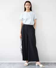 FOKHA60075 MK MICHEL KLEIN(MK ミッシェルクラン) 配色デザインロゴTシャツ/接触冷感/洗える ライトブルー
