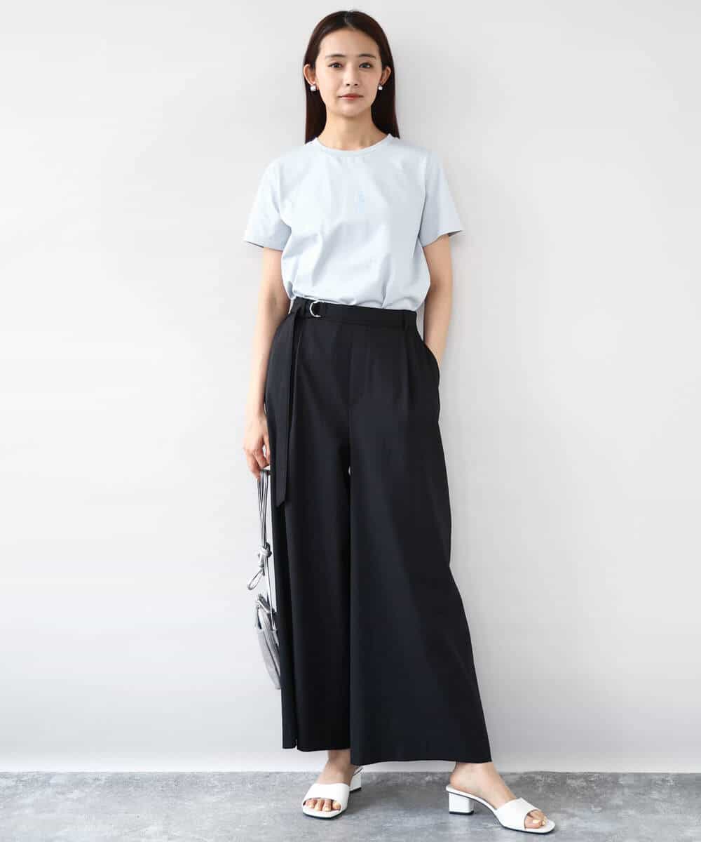 FOKHA60075 MK MICHEL KLEIN(MK ミッシェルクラン) 配色デザインロゴTシャツ/接触冷感/洗える ライトブルー