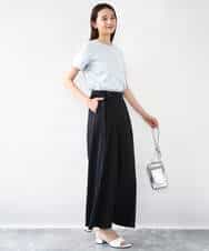 FOKHA60075 MK MICHEL KLEIN(MK ミッシェルクラン) 配色デザインロゴTシャツ/接触冷感/洗える ライトブルー