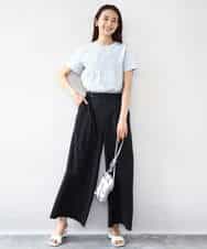 FOKHA60075 MK MICHEL KLEIN(MK ミッシェルクラン) 配色デザインロゴTシャツ/接触冷感/洗える ライトブルー
