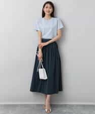 FOKHA60075 MK MICHEL KLEIN(MK ミッシェルクラン) 配色デザインロゴTシャツ/接触冷感/洗える ライトブルー