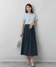 FOKHA60075 MK MICHEL KLEIN(MK ミッシェルクラン) 配色デザインロゴTシャツ/接触冷感/洗える ライトブルー