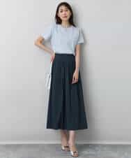 FOKHA60075 MK MICHEL KLEIN(MK ミッシェルクラン) 配色デザインロゴTシャツ/接触冷感/洗える ライトブルー