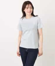 FOKHA60075 MK MICHEL KLEIN(MK ミッシェルクラン) 配色デザインロゴTシャツ/接触冷感/洗える ライトブルー