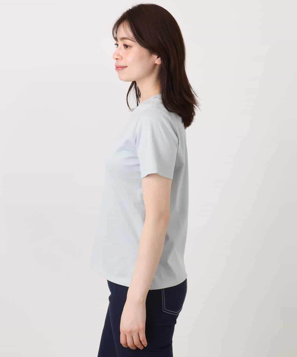 FOKHA60075 MK MICHEL KLEIN(MK ミッシェルクラン) 配色デザインロゴTシャツ/接触冷感/洗える ライトブルー