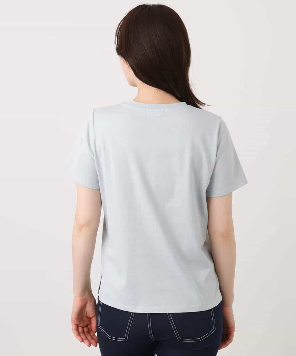 FOKHA60075 MK MICHEL KLEIN(MK ミッシェルクラン) 配色デザインロゴTシャツ/接触冷感/洗える ライトブルー