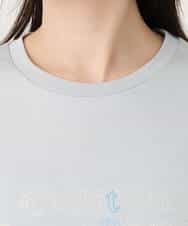 FOKHA60075 MK MICHEL KLEIN(MK ミッシェルクラン) 配色デザインロゴTシャツ/接触冷感/洗える ライトブルー