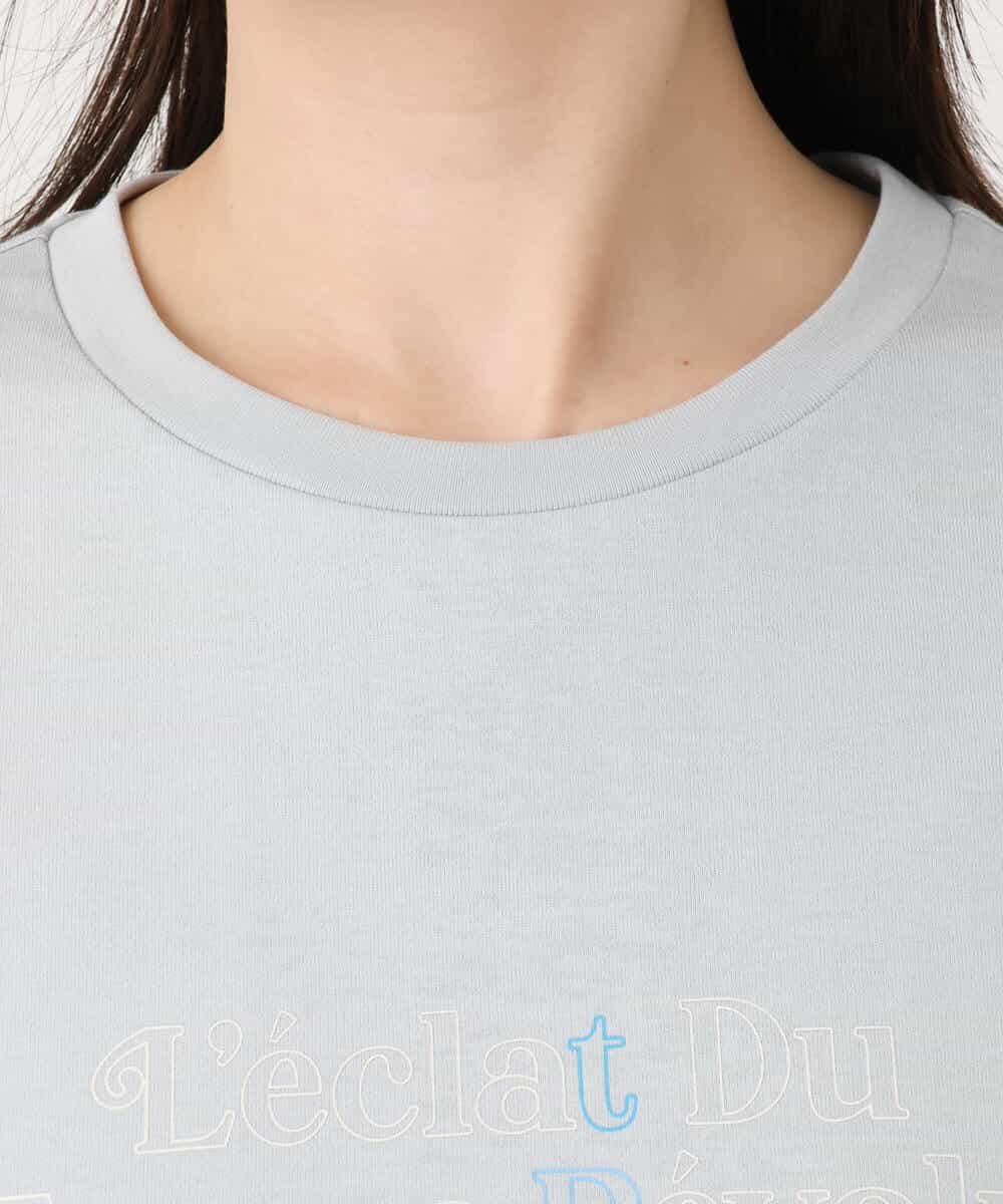 FOKHA60075 MK MICHEL KLEIN(MK ミッシェルクラン) 配色デザインロゴTシャツ/接触冷感/洗える ライトブルー