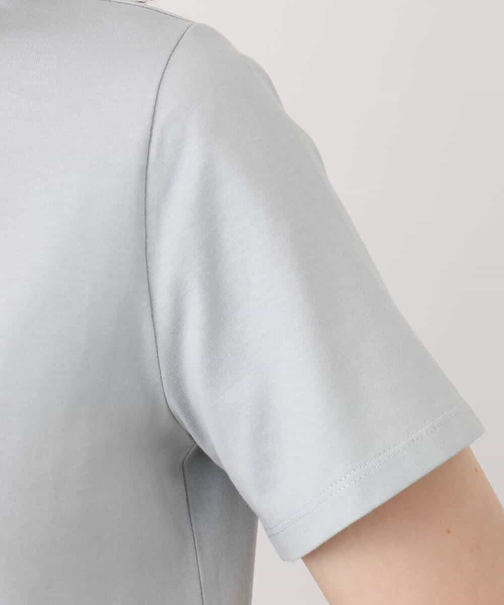 FOKHA60075 MK MICHEL KLEIN(MK ミッシェルクラン) 配色デザインロゴTシャツ/接触冷感/洗える ライトブルー