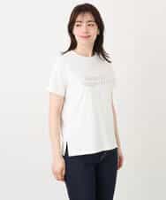 FOKHA60075 MK MICHEL KLEIN(MK ミッシェルクラン) 配色デザインロゴTシャツ/接触冷感/洗える ライトブルー