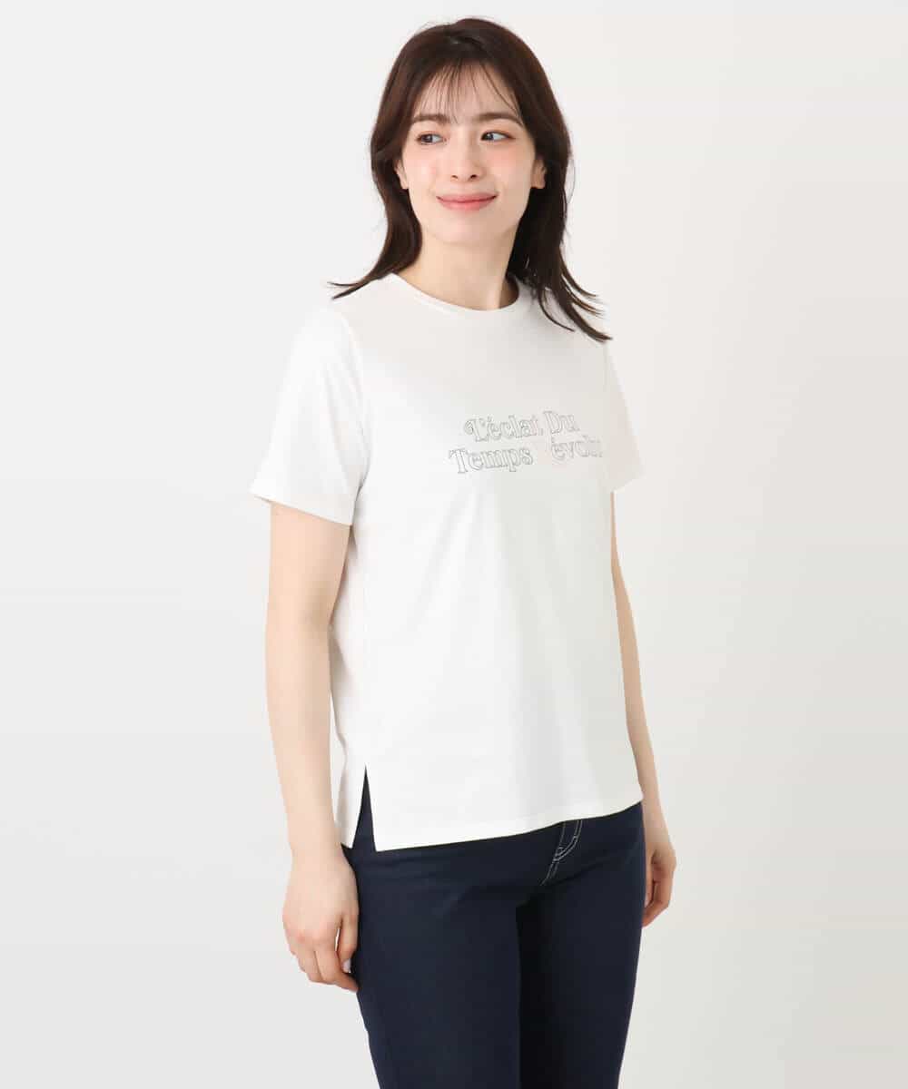 FOKHA60075 MK MICHEL KLEIN(MK ミッシェルクラン) 配色デザインロゴTシャツ/接触冷感/洗える ライトブルー