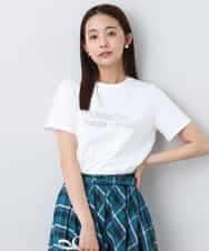 FOKHA60075 MK MICHEL KLEIN(MK ミッシェルクラン) 配色デザインロゴTシャツ/接触冷感/洗える ホワイト