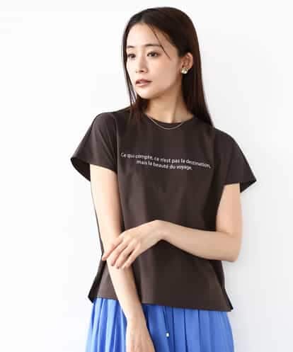 FOKHA61075 MK MICHEL KLEIN フレンチスリーブロゴTシャツ/接触冷感/洗える