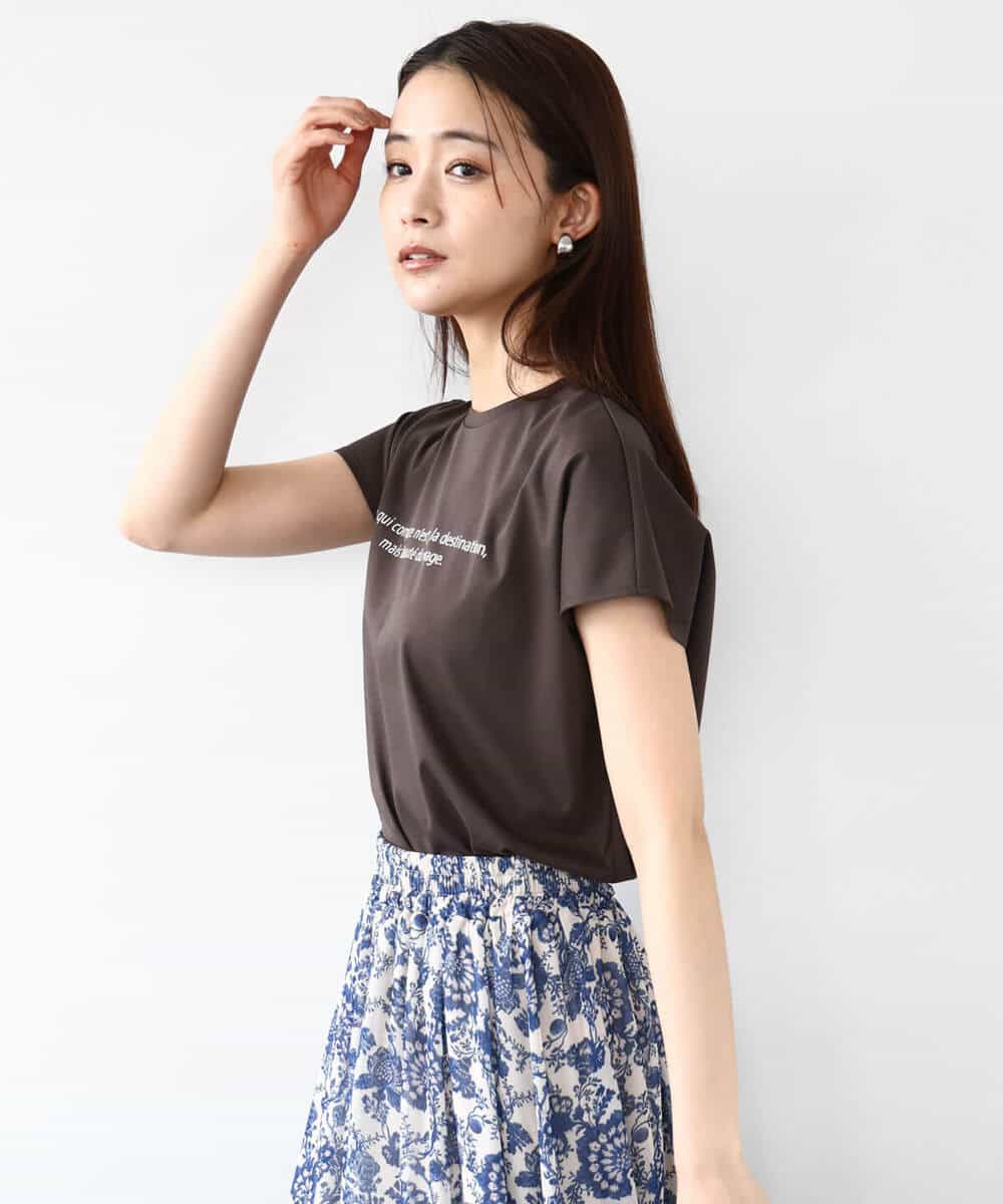 FOKHA61075 MK MICHEL KLEIN(MK ミッシェルクラン) フレンチスリーブロゴTシャツ/接触冷感/洗える ホワイト