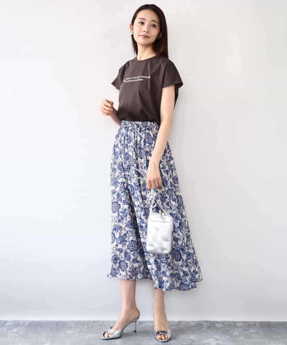 FOKHA61075 MK MICHEL KLEIN(MK ミッシェルクラン) フレンチスリーブロゴTシャツ/接触冷感/洗える ホワイト