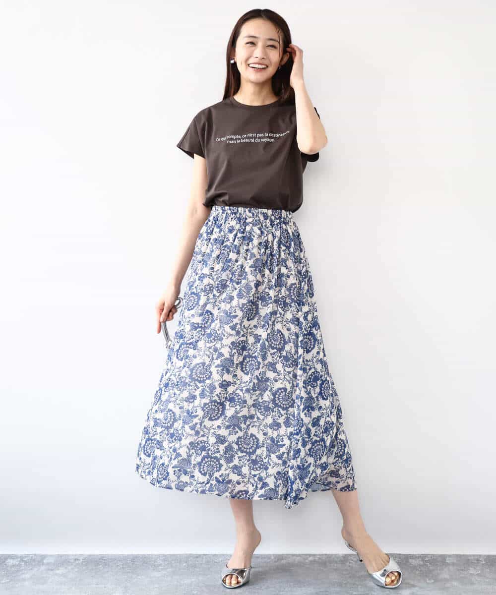 FOKHA61075 MK MICHEL KLEIN(MK ミッシェルクラン) フレンチスリーブロゴTシャツ/接触冷感/洗える ホワイト