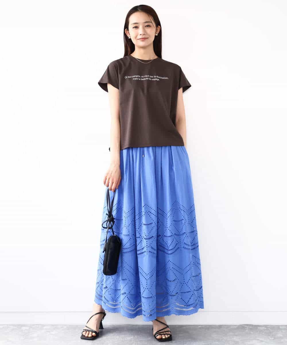 FOKHA61075 MK MICHEL KLEIN(MK ミッシェルクラン) フレンチスリーブロゴTシャツ/接触冷感/洗える ホワイト