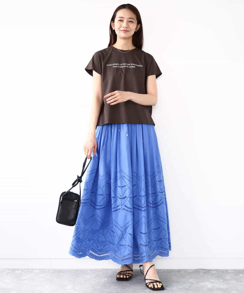FOKHA61075 MK MICHEL KLEIN(MK ミッシェルクラン) フレンチスリーブロゴTシャツ/接触冷感/洗える ホワイト