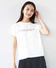 FOKHA61075 MK MICHEL KLEIN(MK ミッシェルクラン) フレンチスリーブロゴTシャツ/接触冷感/洗える ホワイト