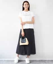 FOKHA61075 MK MICHEL KLEIN(MK ミッシェルクラン) フレンチスリーブロゴTシャツ/接触冷感/洗える ホワイト