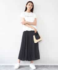 FOKHA61075 MK MICHEL KLEIN(MK ミッシェルクラン) フレンチスリーブロゴTシャツ/接触冷感/洗える ホワイト