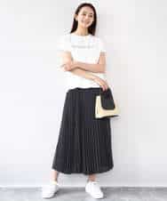 FOKHA61075 MK MICHEL KLEIN(MK ミッシェルクラン) フレンチスリーブロゴTシャツ/接触冷感/洗える ホワイト