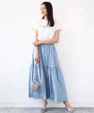 FOKHA61075 MK MICHEL KLEIN(MK ミッシェルクラン) フレンチスリーブロゴTシャツ/接触冷感/洗える ホワイト