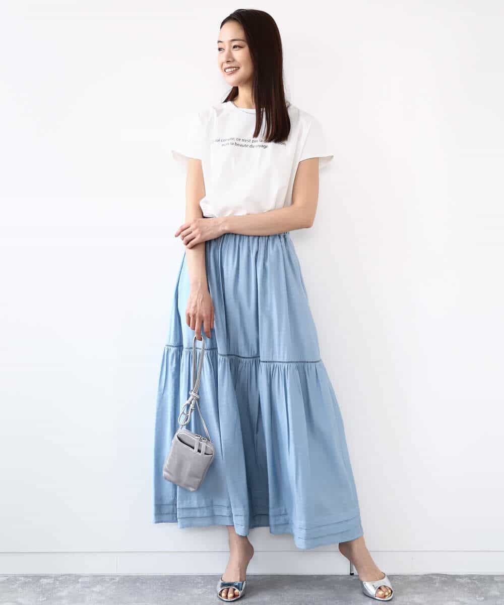 FOKHA61075 MK MICHEL KLEIN(MK ミッシェルクラン) フレンチスリーブロゴTシャツ/接触冷感/洗える ホワイト