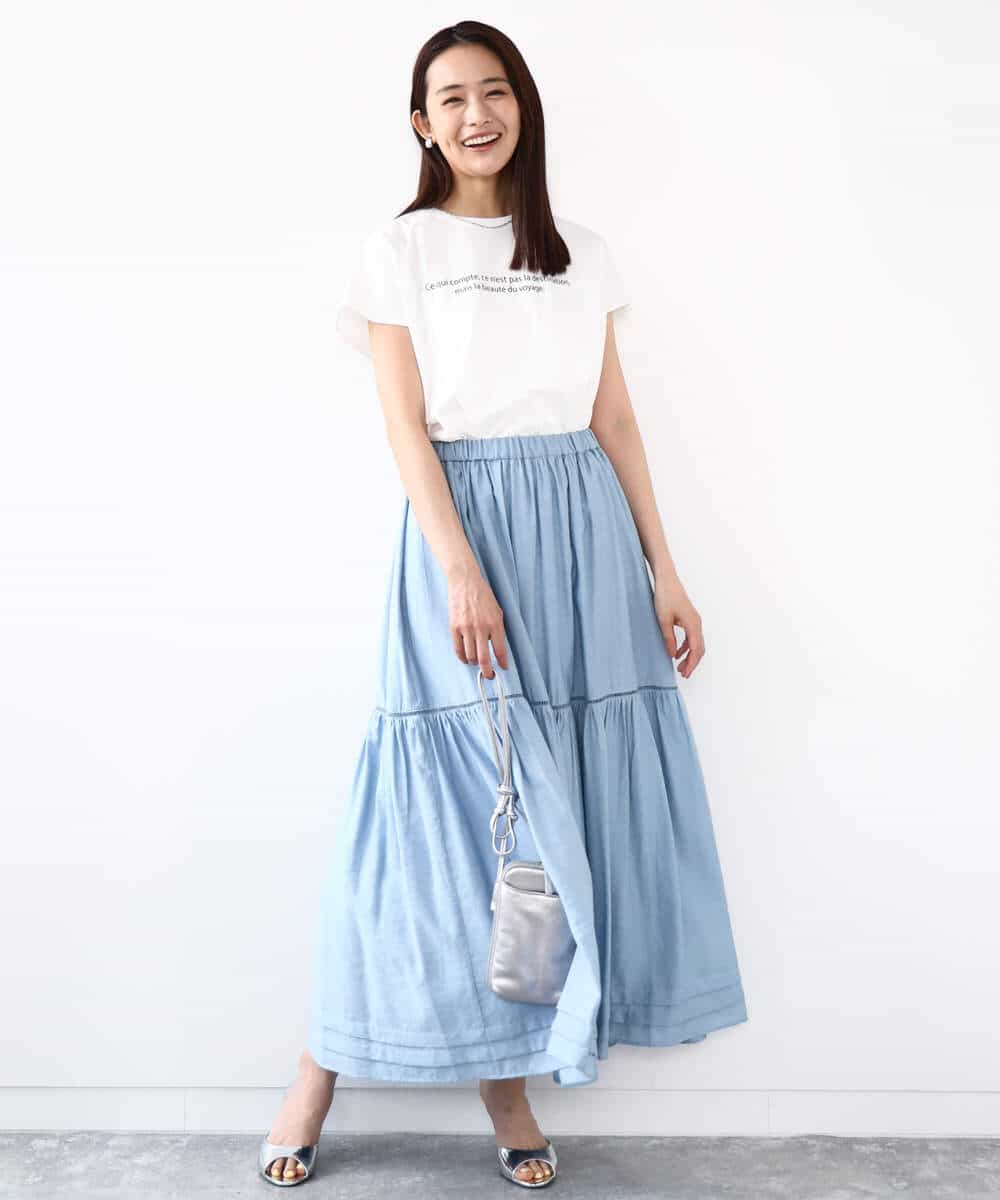 FOKHA61075 MK MICHEL KLEIN(MK ミッシェルクラン) フレンチスリーブロゴTシャツ/接触冷感/洗える ホワイト