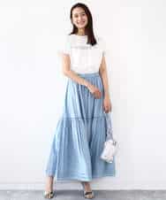 FOKHA61075 MK MICHEL KLEIN(MK ミッシェルクラン) フレンチスリーブロゴTシャツ/接触冷感/洗える ホワイト