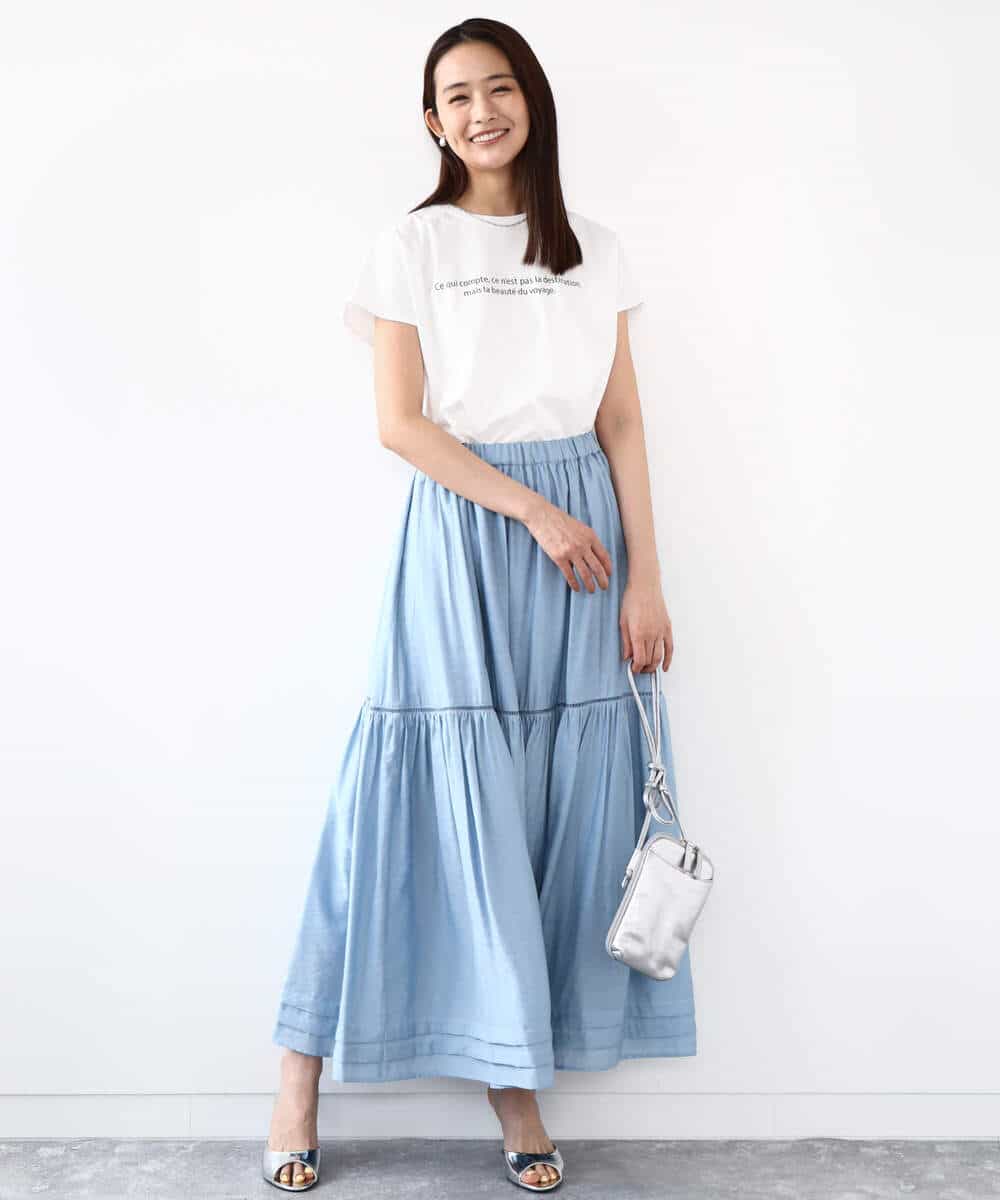 FOKHA61075 MK MICHEL KLEIN(MK ミッシェルクラン) フレンチスリーブロゴTシャツ/接触冷感/洗える ホワイト