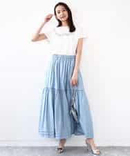 FOKHA61075 MK MICHEL KLEIN(MK ミッシェルクラン) フレンチスリーブロゴTシャツ/接触冷感/洗える ホワイト