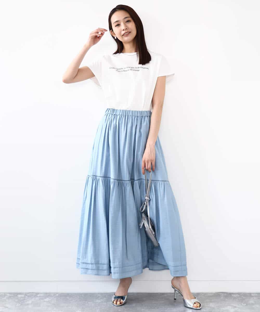 FOKHA61075 MK MICHEL KLEIN(MK ミッシェルクラン) フレンチスリーブロゴTシャツ/接触冷感/洗える ホワイト