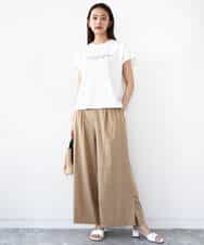 FOKHA61075 MK MICHEL KLEIN(MK ミッシェルクラン) フレンチスリーブロゴTシャツ/接触冷感/洗える ホワイト