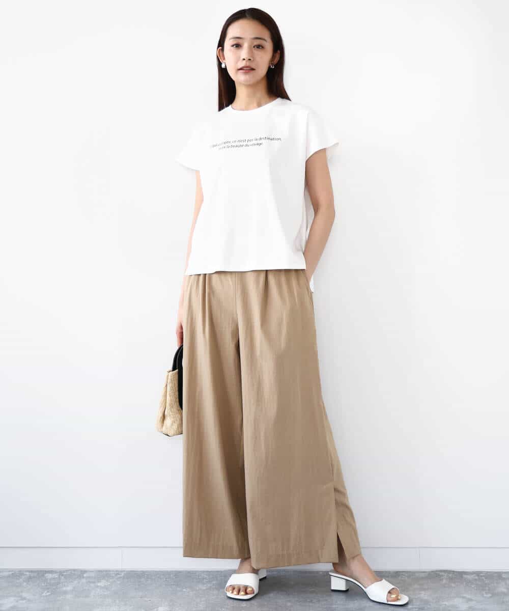 FOKHA61075 MK MICHEL KLEIN(MK ミッシェルクラン) フレンチスリーブロゴTシャツ/接触冷感/洗える ホワイト