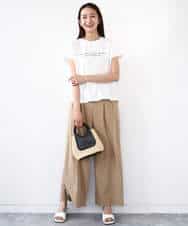 FOKHA61075 MK MICHEL KLEIN(MK ミッシェルクラン) フレンチスリーブロゴTシャツ/接触冷感/洗える ホワイト