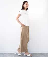 FOKHA61075 MK MICHEL KLEIN(MK ミッシェルクラン) フレンチスリーブロゴTシャツ/接触冷感/洗える ホワイト