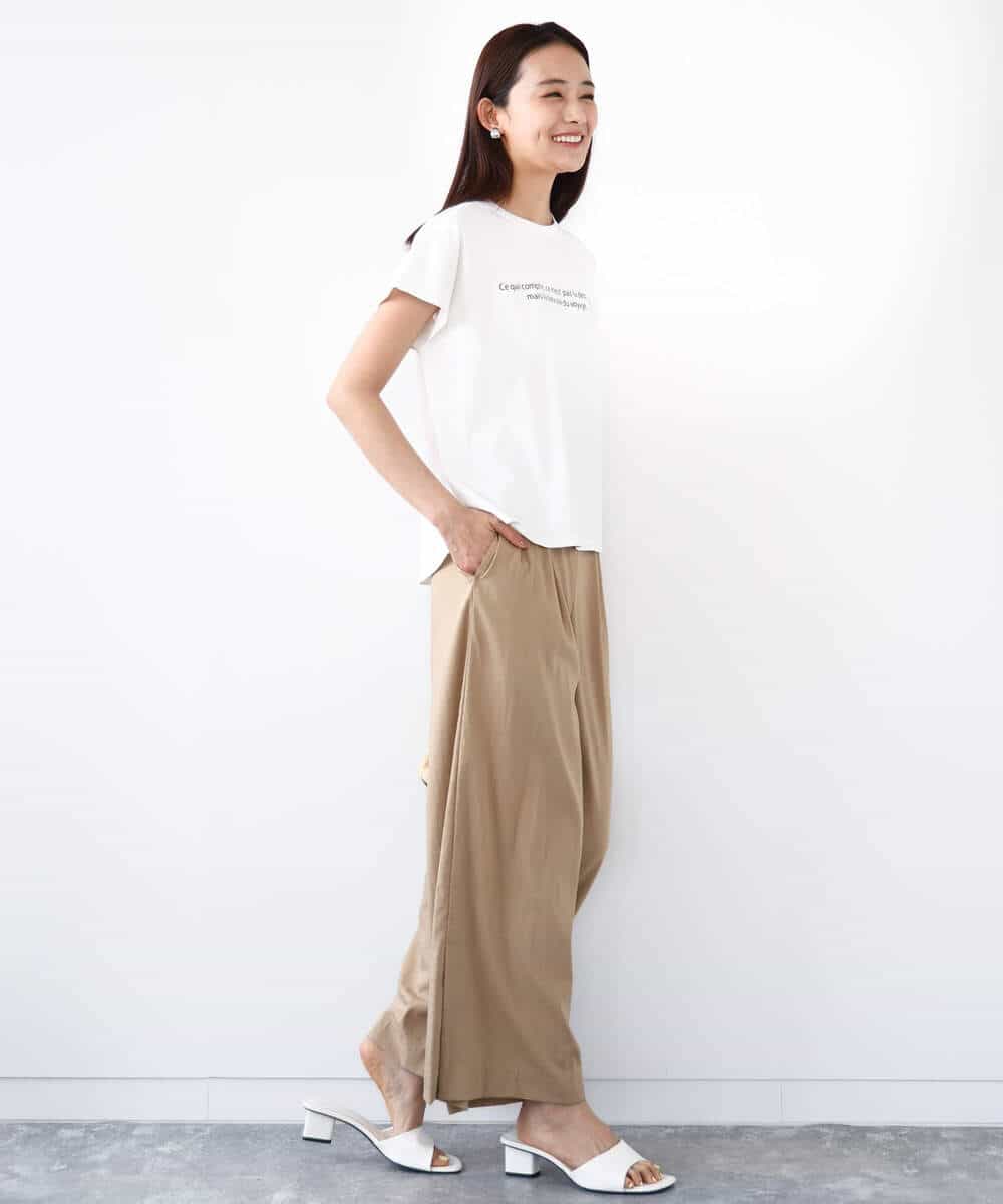 FOKHA61075 MK MICHEL KLEIN(MK ミッシェルクラン) フレンチスリーブロゴTシャツ/接触冷感/洗える ホワイト