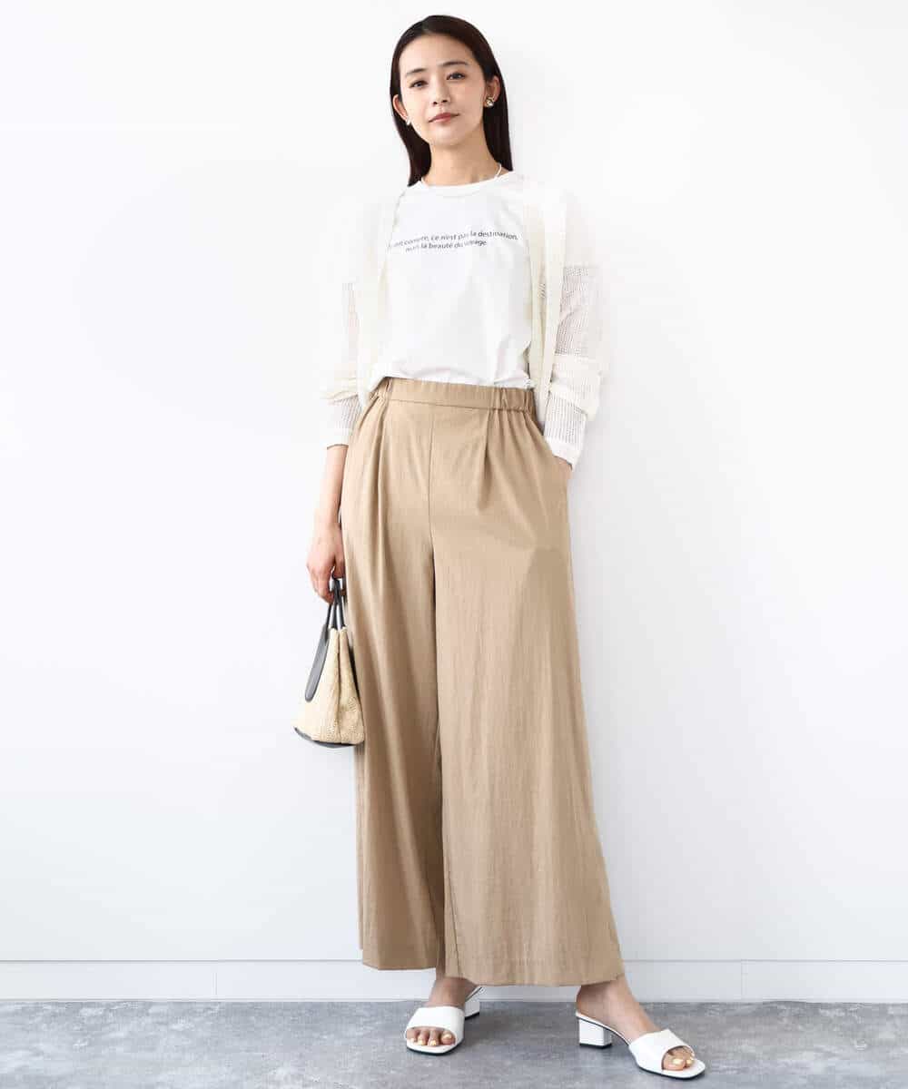 FOKHA61075 MK MICHEL KLEIN(MK ミッシェルクラン) フレンチスリーブロゴTシャツ/接触冷感/洗える ホワイト