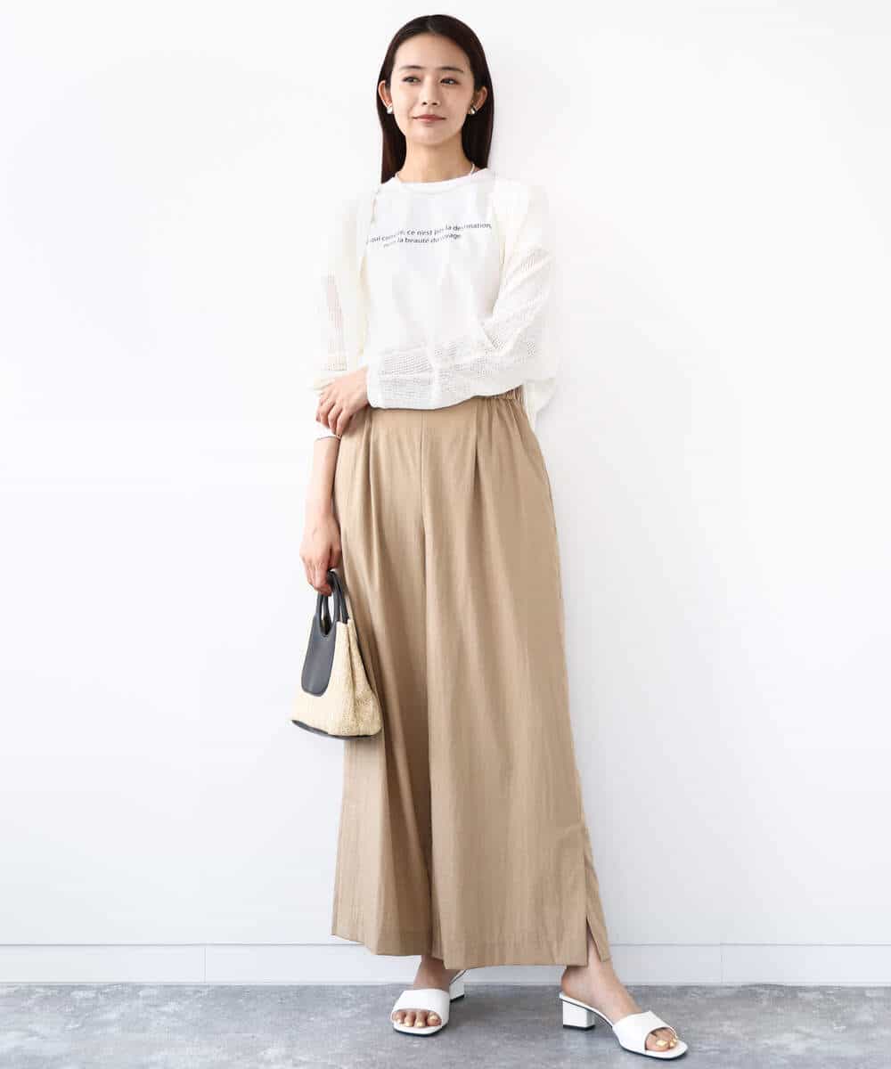 FOKHA61075 MK MICHEL KLEIN(MK ミッシェルクラン) フレンチスリーブロゴTシャツ/接触冷感/洗える ホワイト