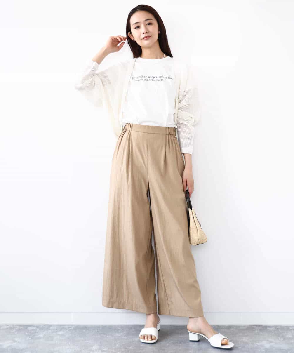 FOKHA61075 MK MICHEL KLEIN(MK ミッシェルクラン) フレンチスリーブロゴTシャツ/接触冷感/洗える ホワイト